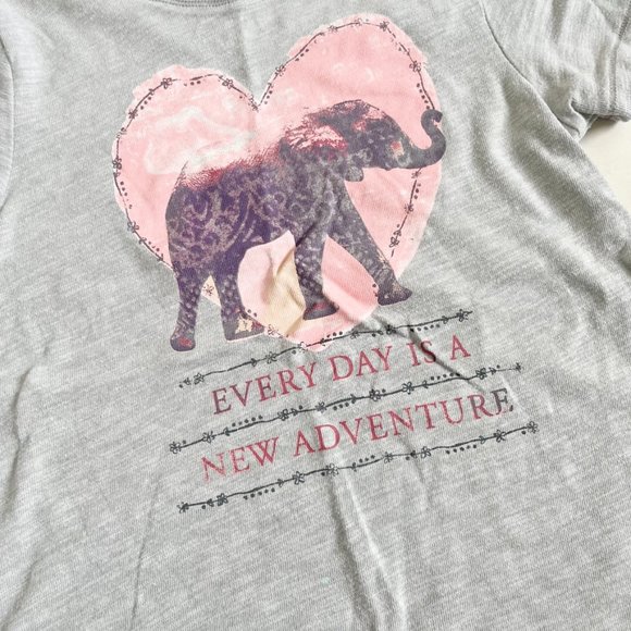 abercrombie kids "Every Day is a New Adventure" Elephant Graphic Lace Shirt Girl - Picture 5 of 5